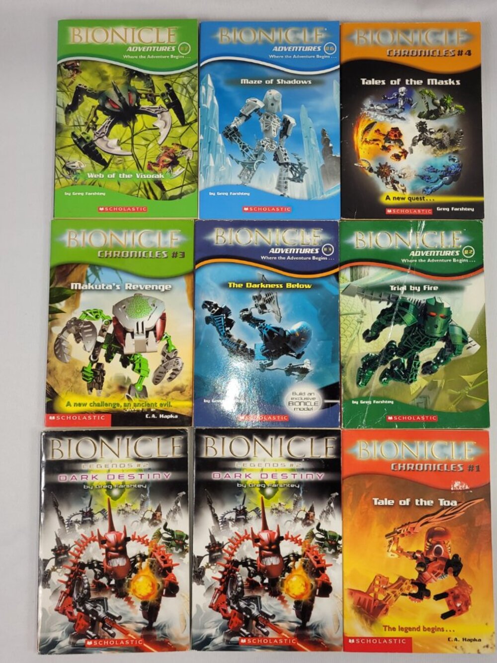 Lego Bionicle Vintage 9 Book Lot Greg Farshtey Paperbacks Scholastic